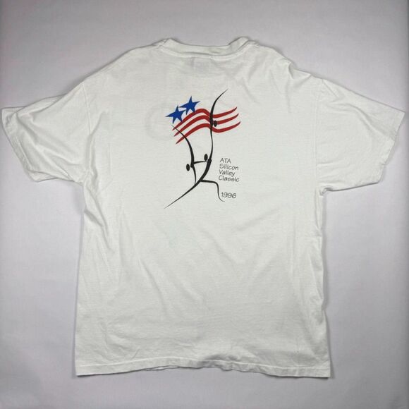 Vintage 1996 ATA Silicon Valley Classic T-Shirt White Hanes XL Single Stitch